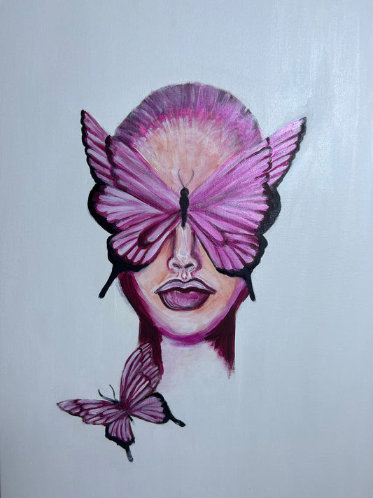 Pink Butterfly Lady Print